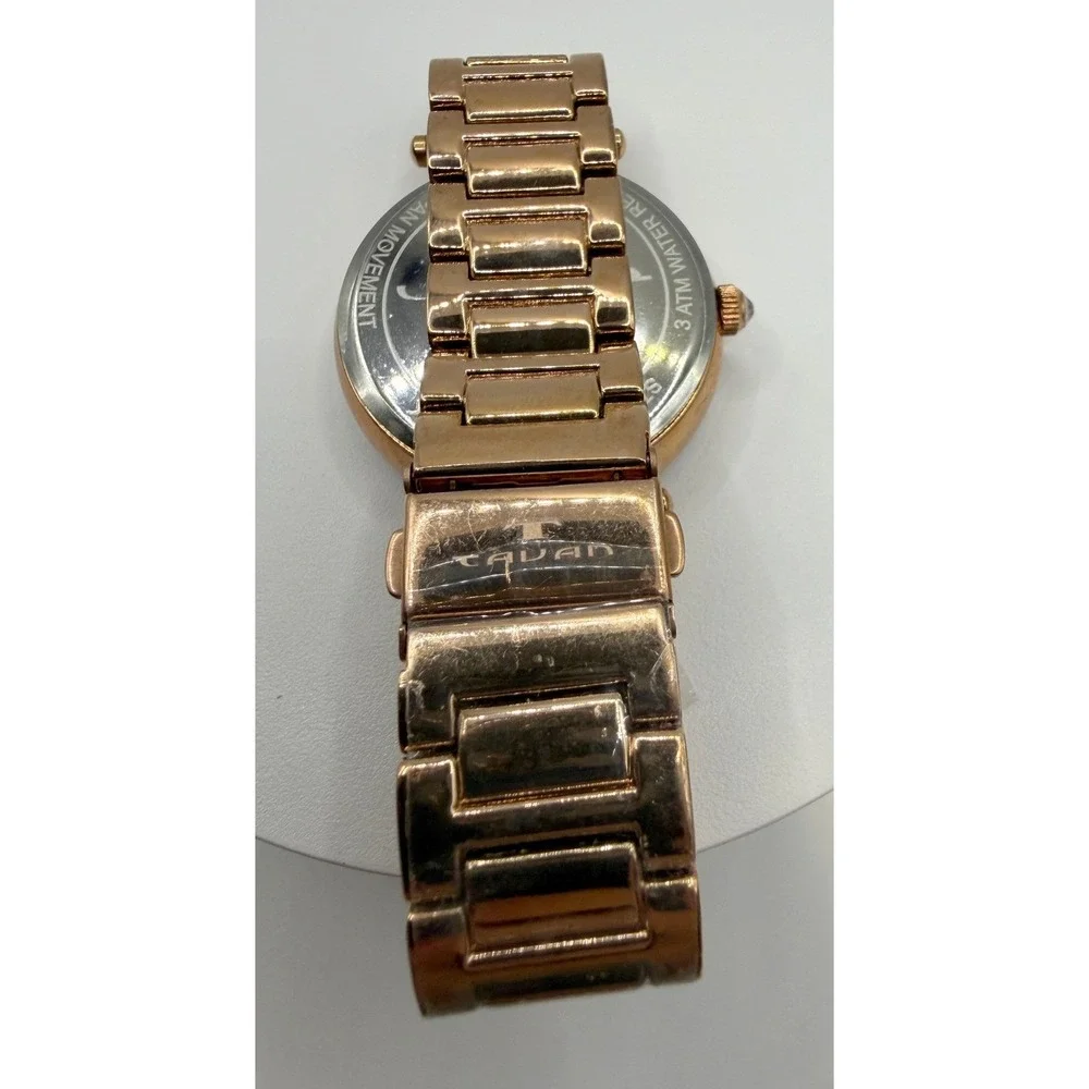 New Tavan Rose Gold Rhinestone Multifunction Watch‎ 1509A New Battery Running 8